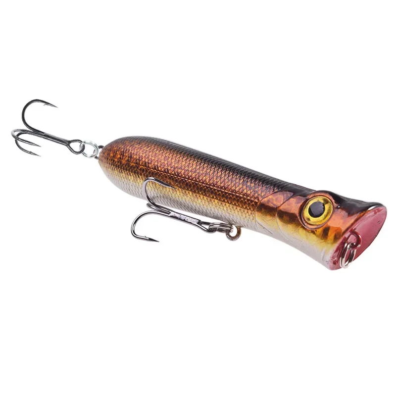 Señuelos de pesca Topwater Popper, Wobblers de plástico, Swimbaits, 8cm, 11g, cebos duros artificiales, aparejos de pesca con 6, 1 ud. #   Anzuelos triples - imagen 5