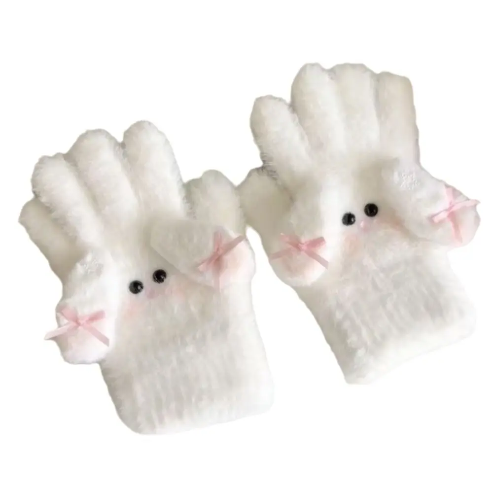 Guantes bonitos para mantener el calor, guantes de invierno con protección contra el frío de conejo de dibujos animados, manoplas con lazo a prueba de viento para mujeres y niñas - imagen 3
