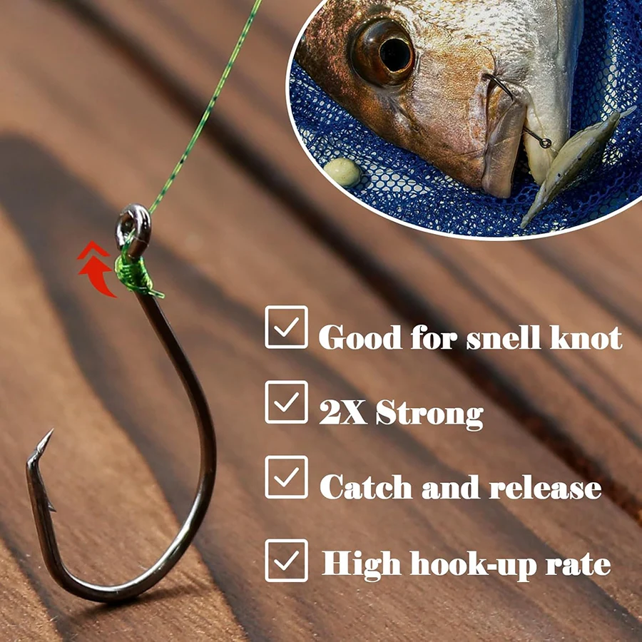 Anzuelos circulares de pulpo para agua salada, 50 Uds., anzuelo de pesca para bagre, 2/0-10/0, anzuelos compensados para aparejos - imagen 2