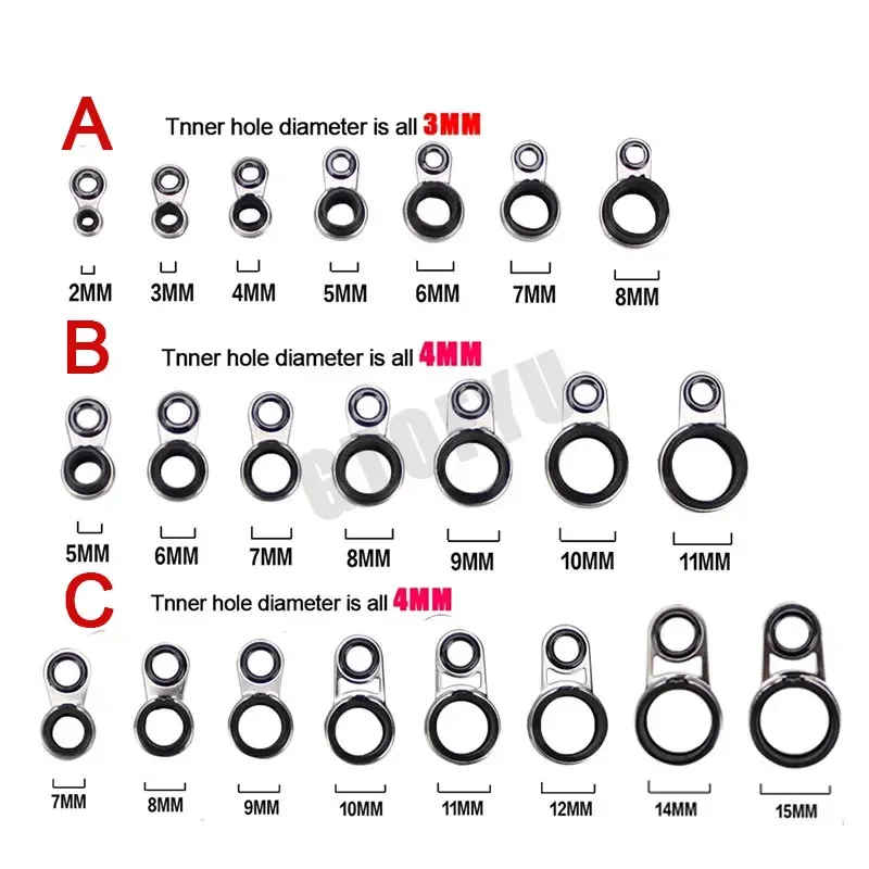 Guías de caña de pescar en roca de 2mm-12mm de diámetro, anillo de reparación de múltiples tamaños, anillos de guía de caña de pescar en mar, varilla rocosa, bucle de alambre - imagen 2