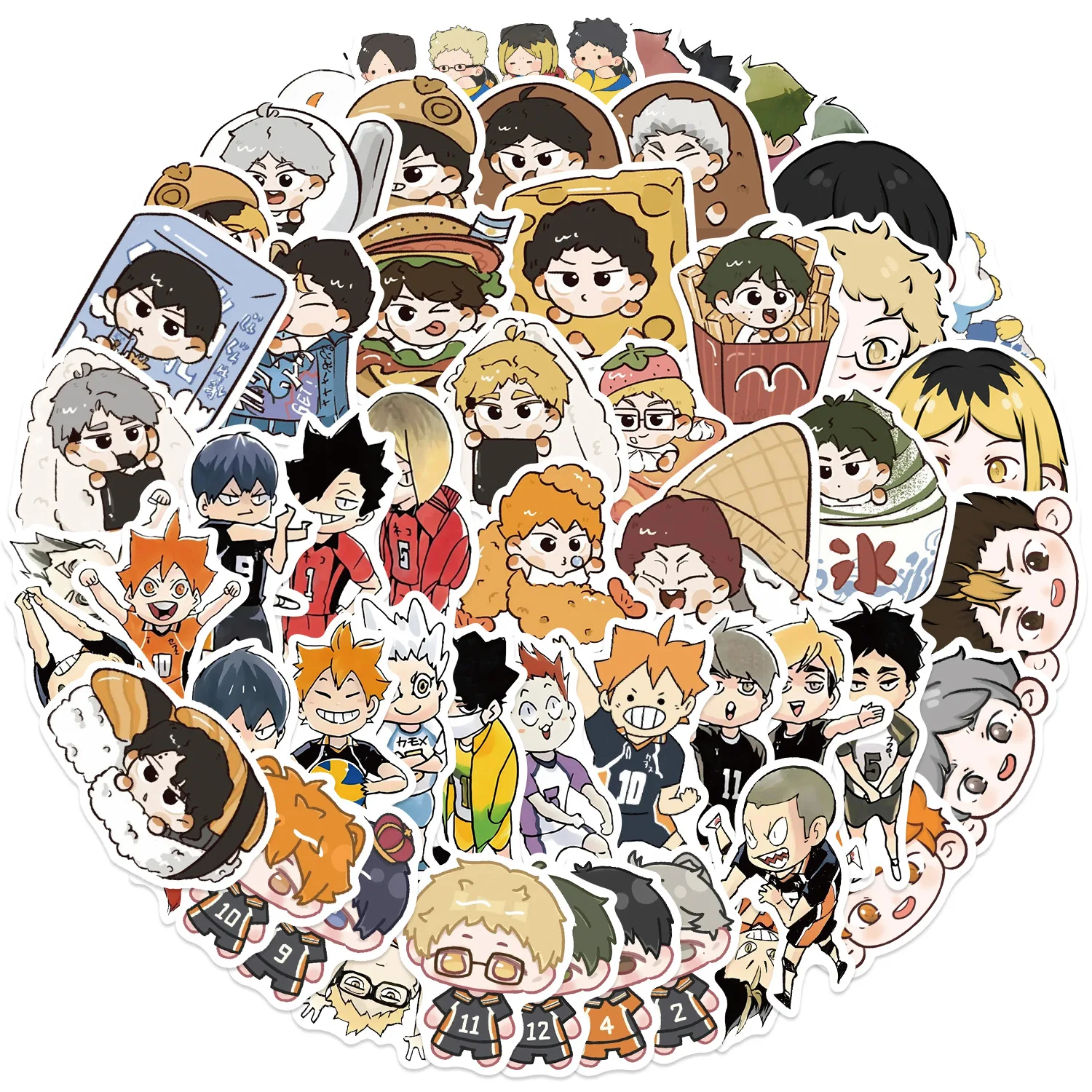 50 Uds Anime japonés Haikyu lindos pegatinas de grafiti DIY teléfono guitarra portátil maleta taza pegatinas impermeables - imagen 2