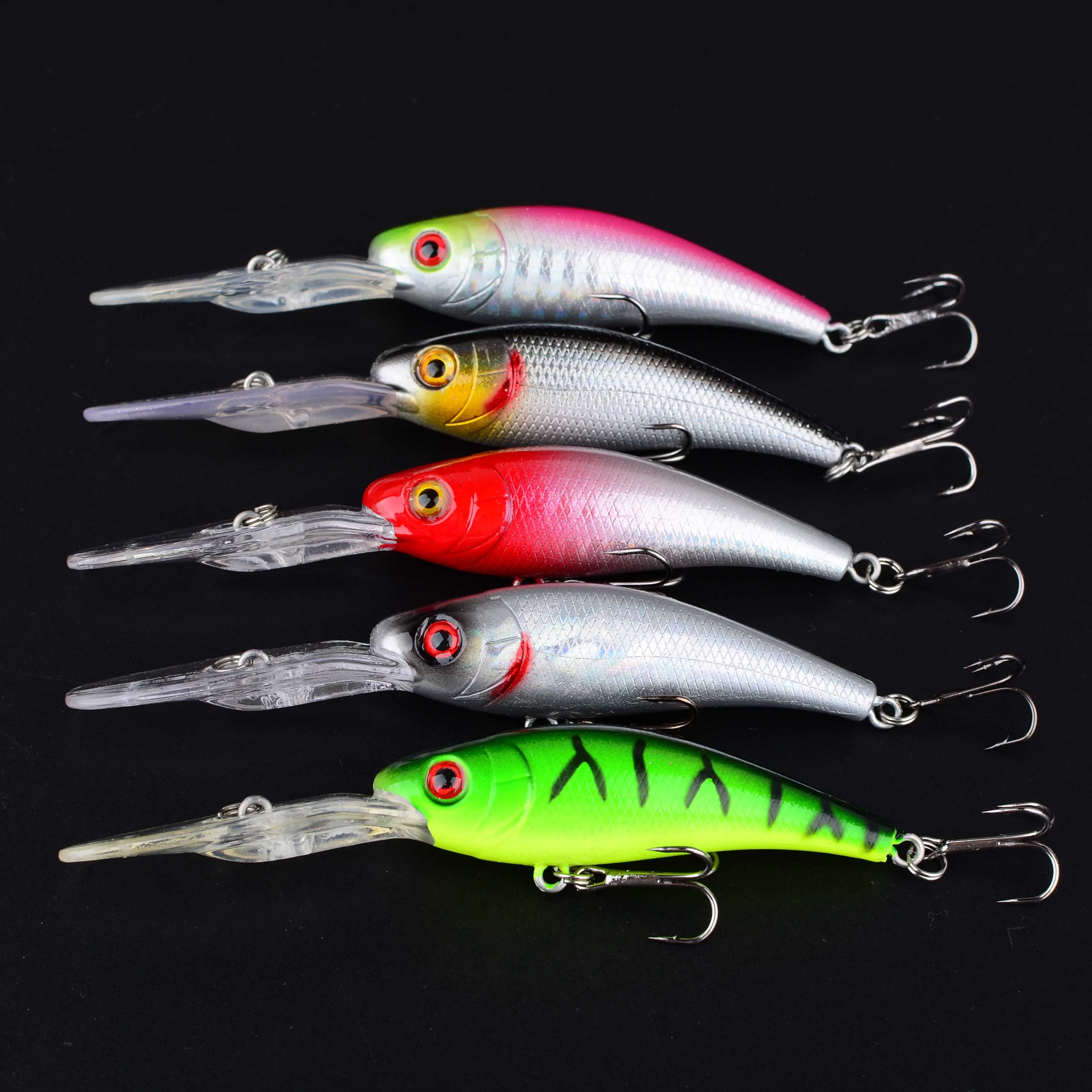 Señuelo de Pesca con ojos 3D, pececillo flotante, Wobblers láser artificiales, Crankbait, aparejos de Pesca de plástico duro, anzuelo, 1 ud. - imagen 2
