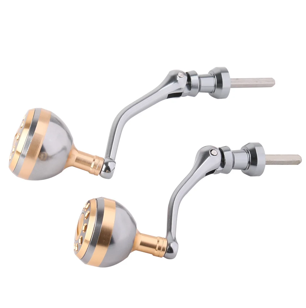 DEUKIO-mango de carrete de pesca plegable de cuatro esquinas, medio/grande, dorado, rosa, para marca S, accesorios de carrete giratorio con agarre de Metal - imagen 2