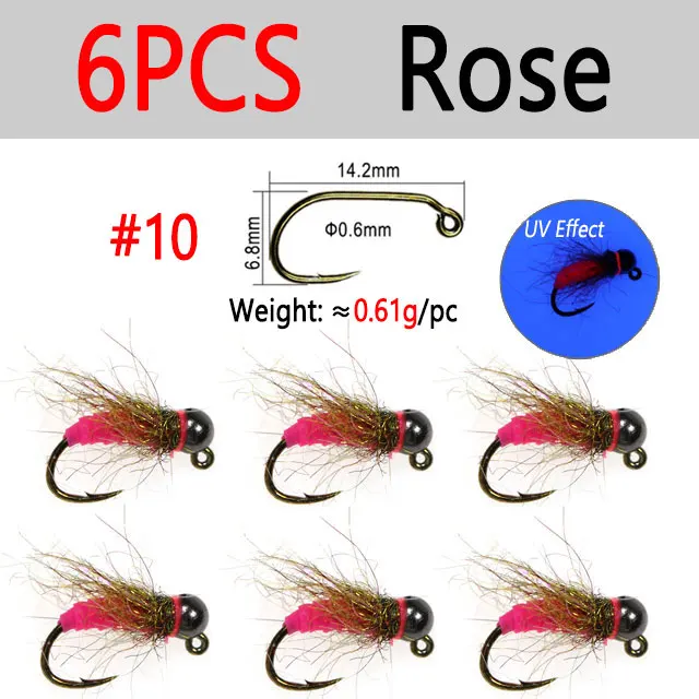 6pcs Rose Size10