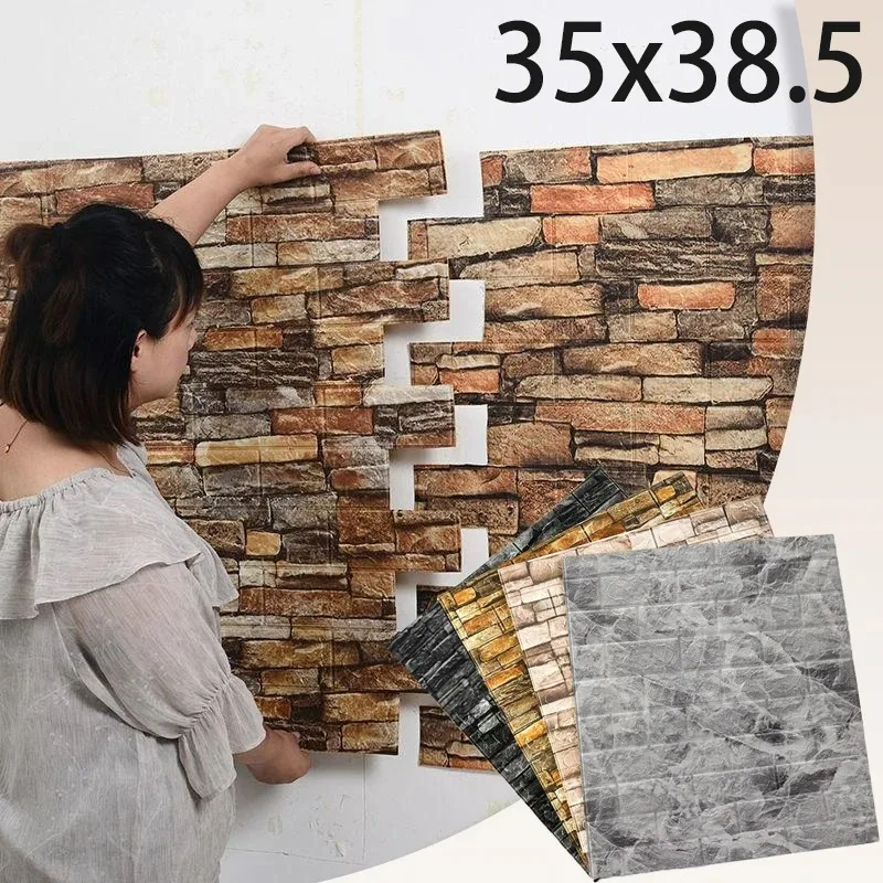 Panel de pared de ladrillo de imitación 3D, papel tapiz texturizado, arte de pared Retro decorativo para sala de estar, dormitorio, decoración del hogar - imagen 2
