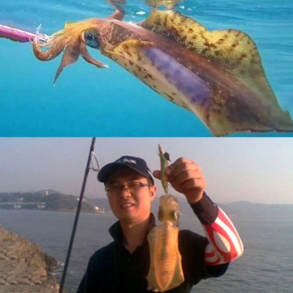 10 Uds. De cebo de madera para camarones, color verde y azul, 3,5G, para chupar, pesca en el mar, anzuelo de calamar Artificial, plantillas luminosas, anzuelo de calamar y camarones - imagen 2