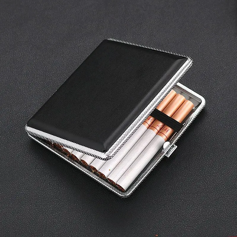 20 palos porta cigarrillos moda doble capa tubo personalidad creativa caja de cigarrillos caja de cigarrillos de Metal regalos Color negro - imagen 2