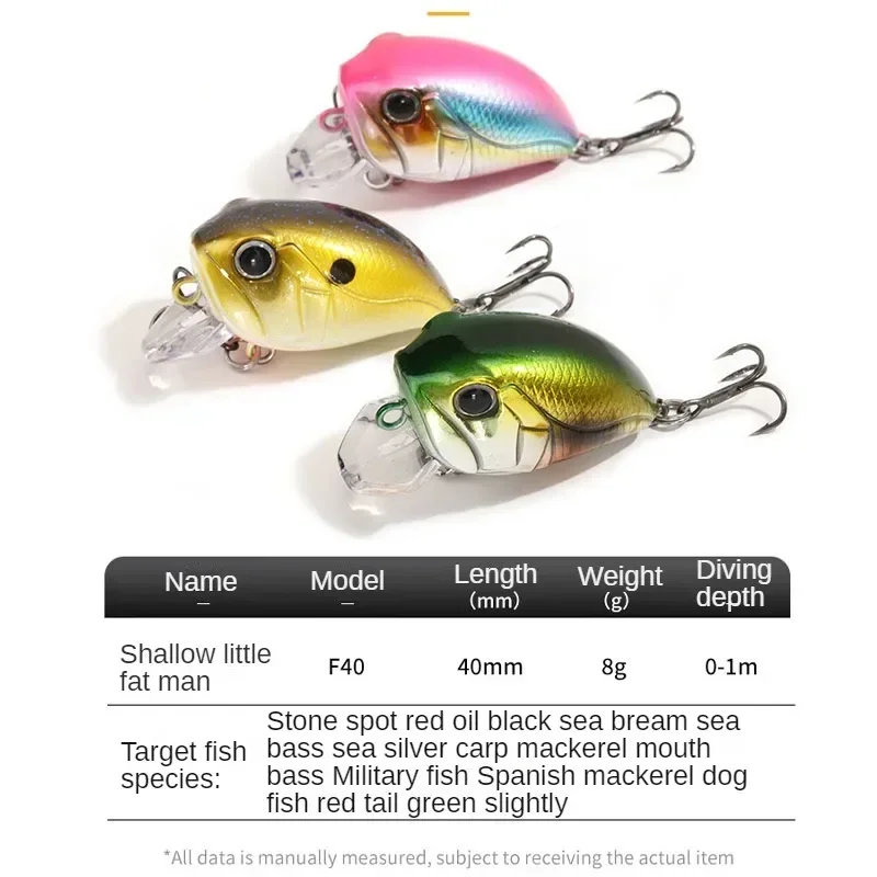 Crankbait Wobblers señuelo de pesca Artificial, anzuelos de pesca duros, cebos flotantes poco profundos, suministros de pesca, 8g, 40mm, 40mm - imagen 2
