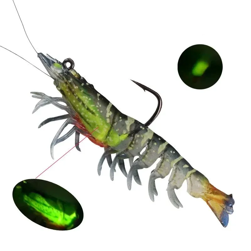 1 Uds., 8cm, 8g, plantillas con cabeza de plomo, cebo de pesca de camarón suave, Artificial, PVC, señuelo de pesca suave, cebo luminoso para actividades de pesca - imagen 2
