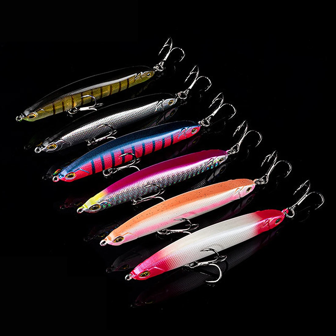 Señuelos tipo lápiz de pesca de 9KM que se hunden, señuelos duros de pesca de agua salada de 9,5 ~ 19g con anzuelos triples - imagen 5