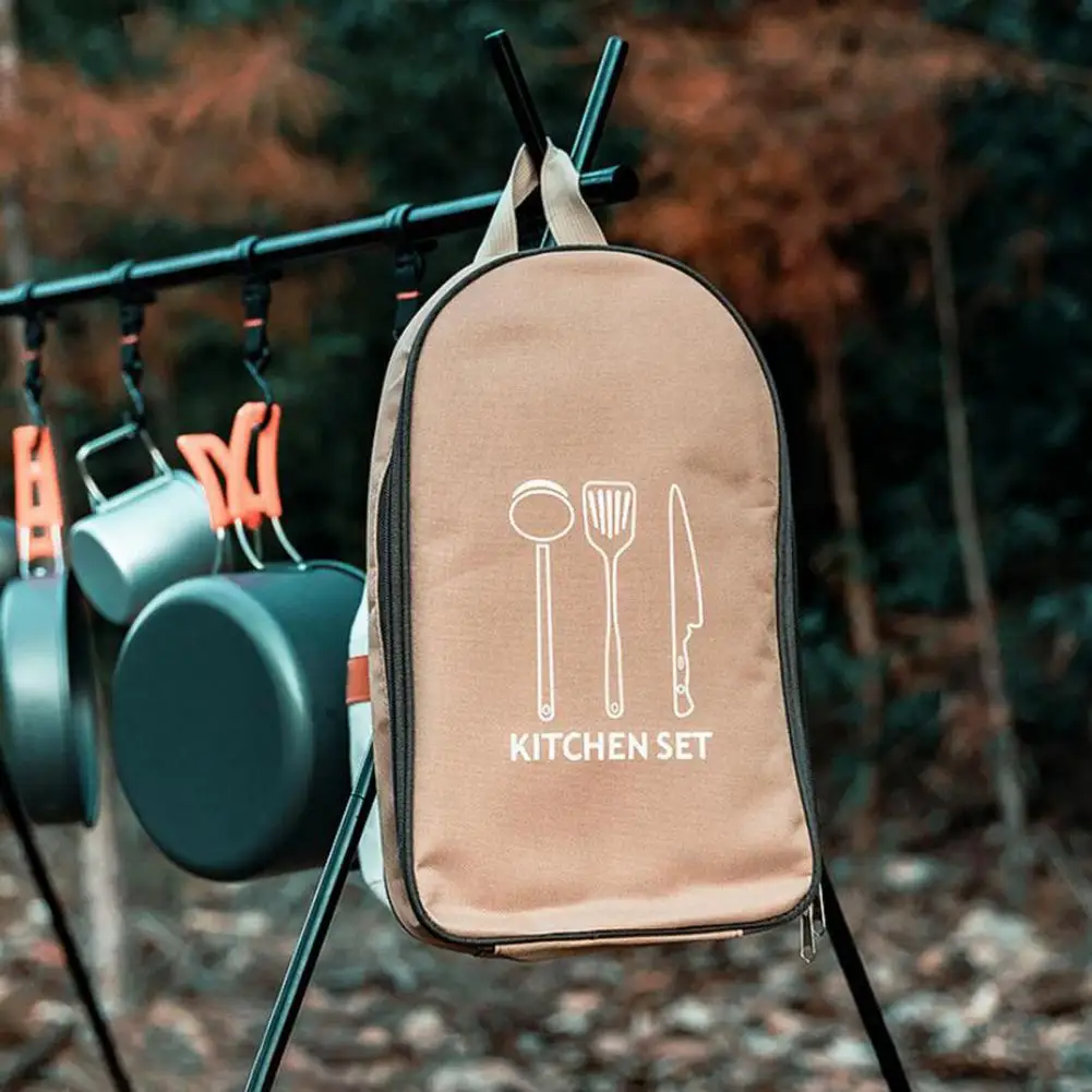 Bolsa de almacenamiento de utensilios de cocina plegable, bolsa de almacenamiento de gran capacidad, artículos de tela Oxford, Camping, senderismo, Picnic, condimentos para exteriores - imagen 2