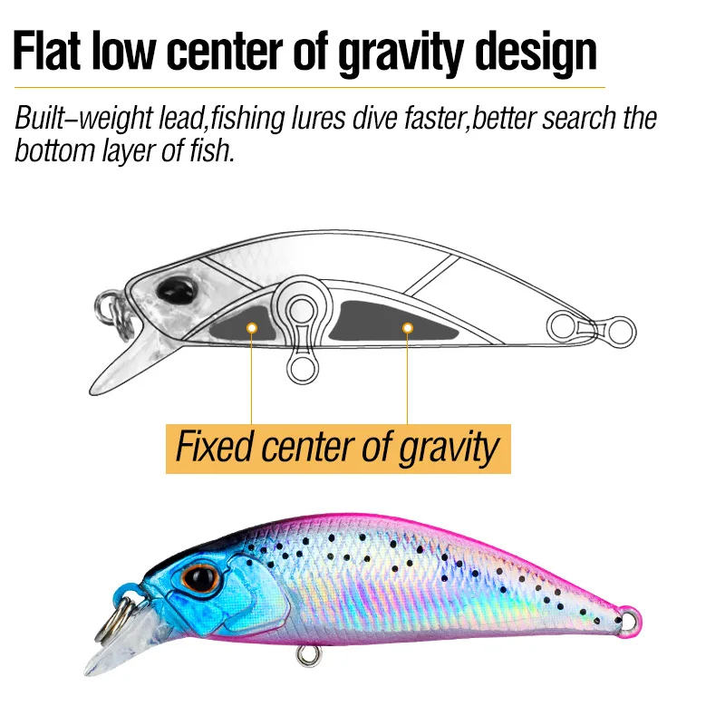 4,5 cm 5g hundimiento Minnow Wobbler Señuelos de Pesca Jerkbait cebo perca Pesca Mini Wobblers Señuelos de Pesca cebo Artificial duro profundo - imagen 3