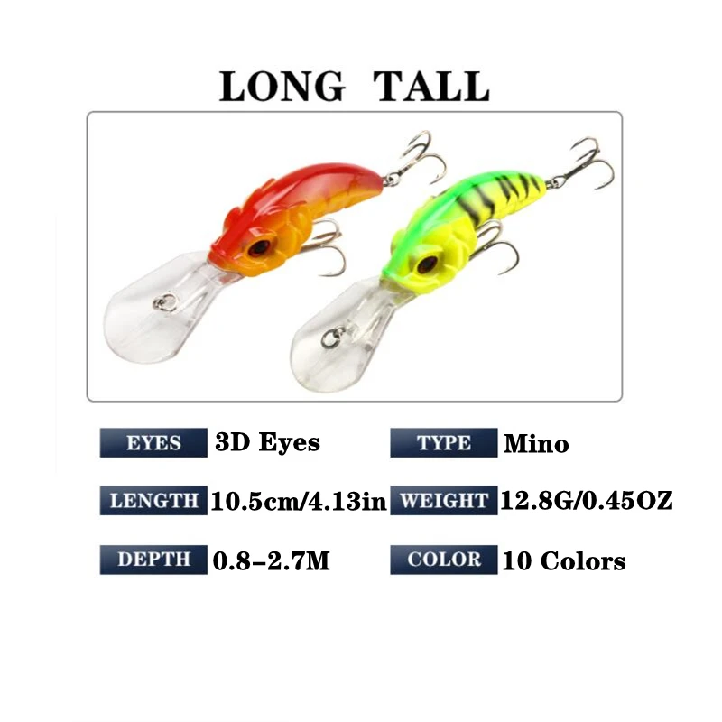 Señuelo de pesca flotante Minnow, Wobblers, 10cm, 13,4g, cebo duro de plástico Artificial, Crankbait, aparejos de pesca de Lucio, 1 Uds. - imagen 2