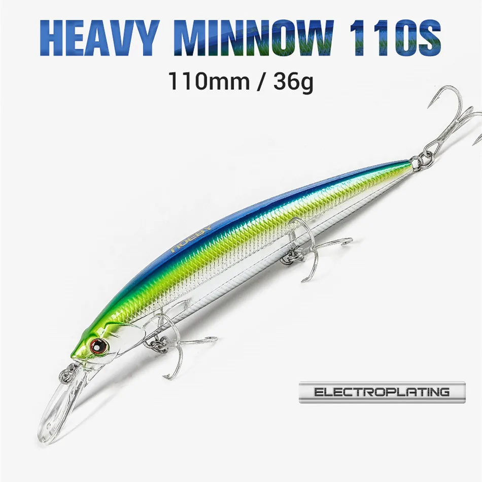 Noeby 4 Uds pesca larga Jerk Minnow señuelo 110mm 36g Wobblers Trolling señuelos hundimiento agua de mar para lubina trucha pesca aparejos - imagen 3