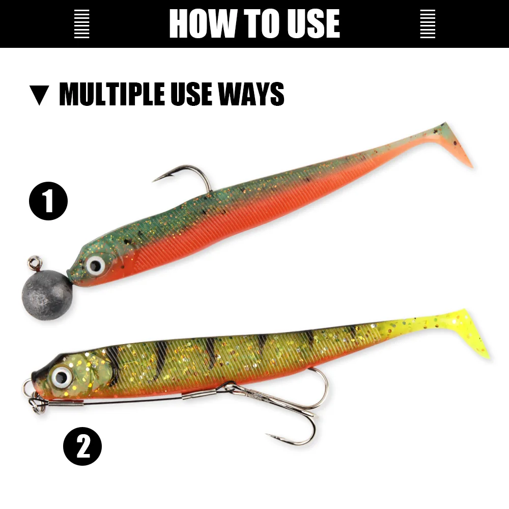 Spinpoler 7,5 cm 9,5 cm 12,5 cm cebo suave señuelo de Pesca Shad Swimbait cola de paleta perca de goma Jighead Carolina/Texa Rig aparejos de Pesca - imagen 5