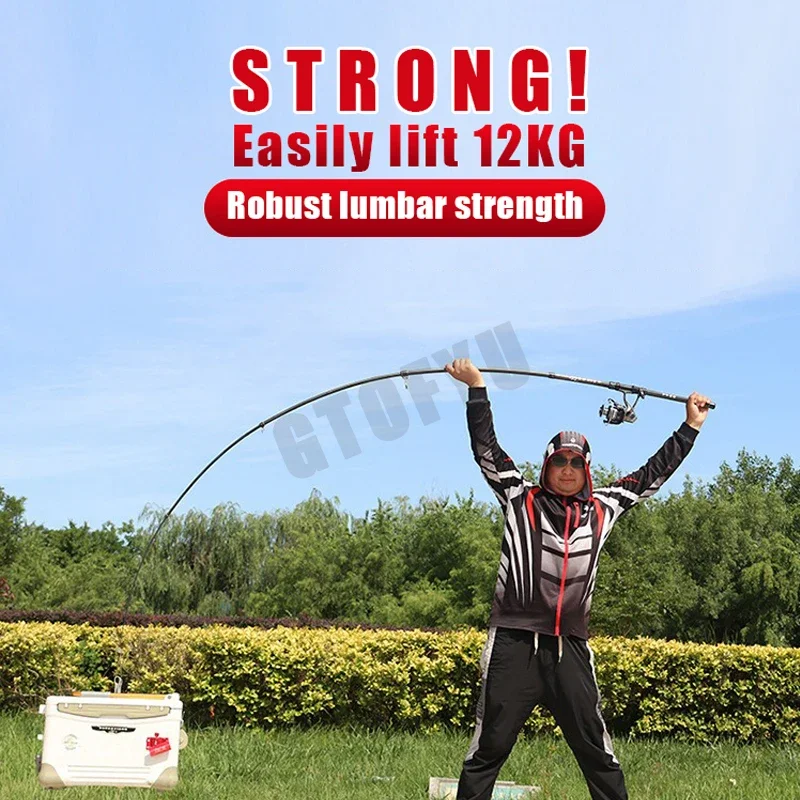 Caña de pescar telescópica de 2,1 M, 2,7 M, 3,6 M, 3,9 M, 4,5 M, caña de pescar de carbono para viajes, Surf, pesca giratoria, señuelo eléctrico, Baitcasting, distancia, caña de lanzamiento - imagen 5