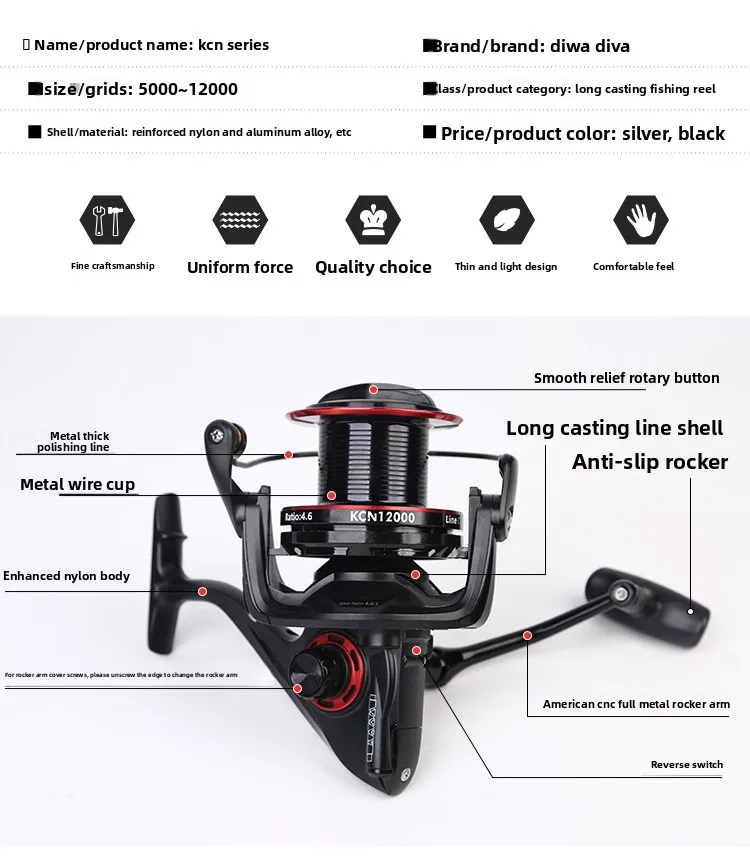 Diwa 12KG Max Edición Limitada – Carrete Giratorio de Metal para Surfcasting - imagen 2