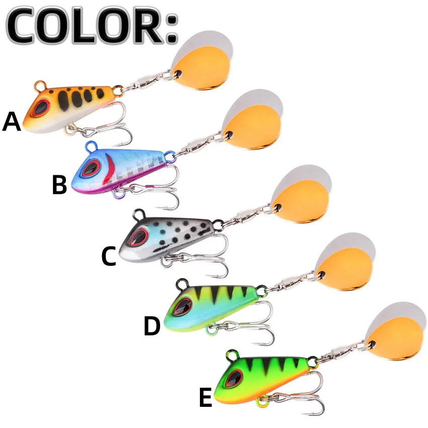 Juego de Señuelos de Pesca VIB de Metal con doble lentejuelas, 12g, 15g, 20g, 28g, Pin de aparejos de pesca, Crankbait, Spinner de vibración, cebo que se hunde, 10 Uds. - imagen 4