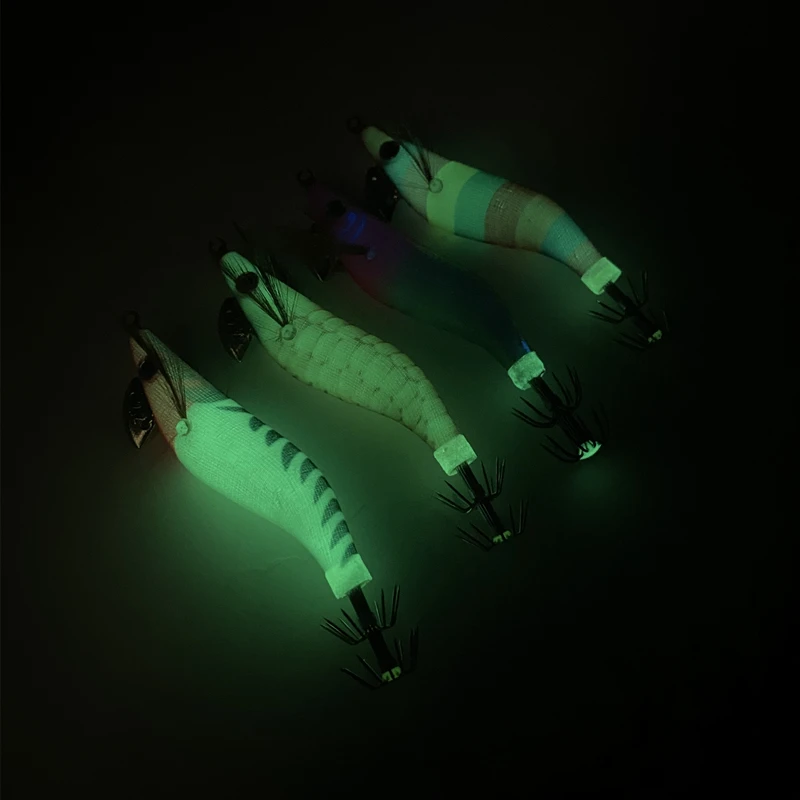 Anzuelo luminoso de madera para pesca en el mar, anzuelo de calamar, cebos Wobblers de pulpo, simulación de Pseudoprawn, cebo de sepia de Camarón, n. ° 2,2, 9g - imagen 2