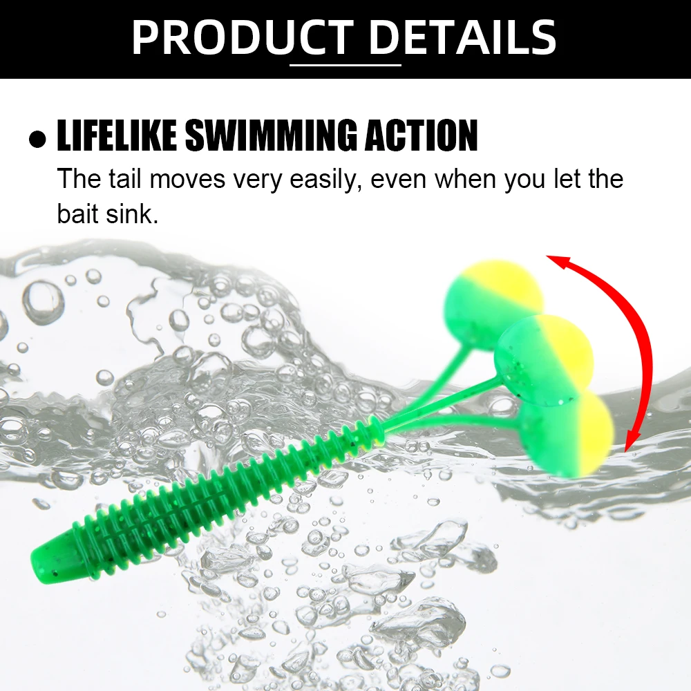Spinpoler-señuelo suave acanalado para pesca, cebo de pesca con cola de gusano, Wobbler, Swimbait, pez para pesca depredatoria, perca, Lucio, Zander, 3 piezas - imagen 4