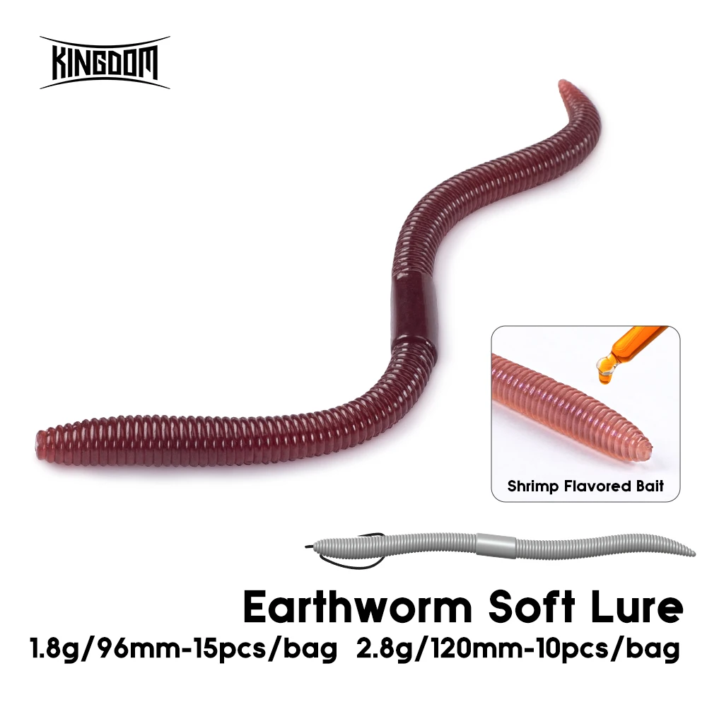 Kingdom-señuelo suave de hundimiento lento, 1,8g, 2,8g, 96mm, 120mm, Señuelos de pesca artificiales, gusanos de mar, aparejos de pesca de lombriz de tierra, señuelos blandos - imagen 5