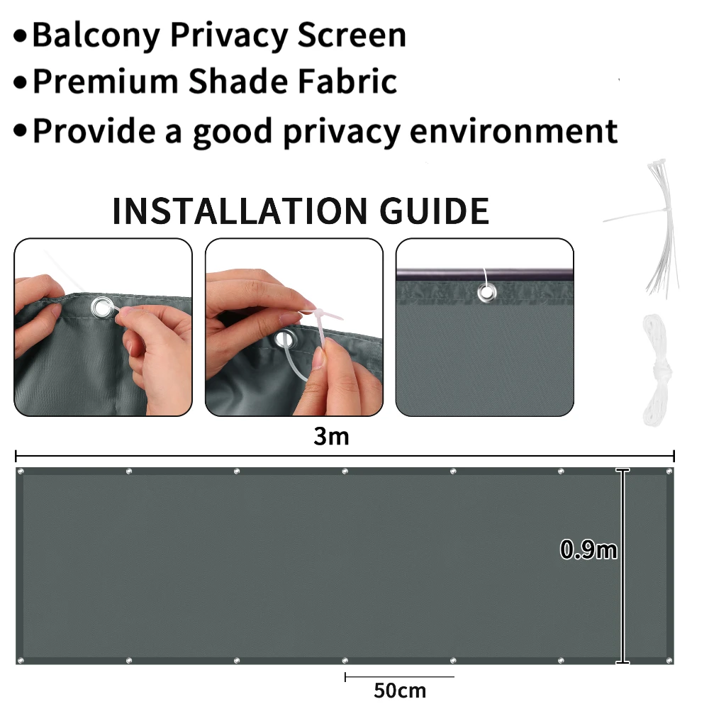 Malla de privacidad impermeable con ojales para balcón y terraza - imagen 5