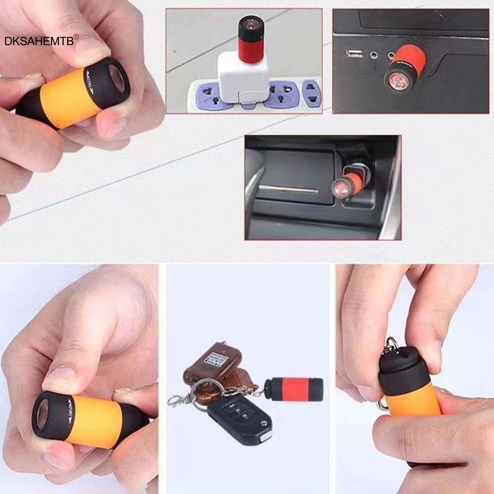 Mini linterna Led portátil recargable por USB, llavero de bolsillo, linterna impermeable para exteriores, senderismo, Camping - imagen 3