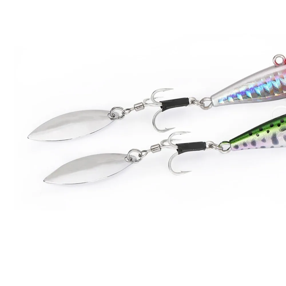 Hoja con púas de cebo falso con tubo negro, gancho de anillo giratorio de Tubo negro, ganchos triples, lentejuelas giratorias, tres ganchos - imagen 2