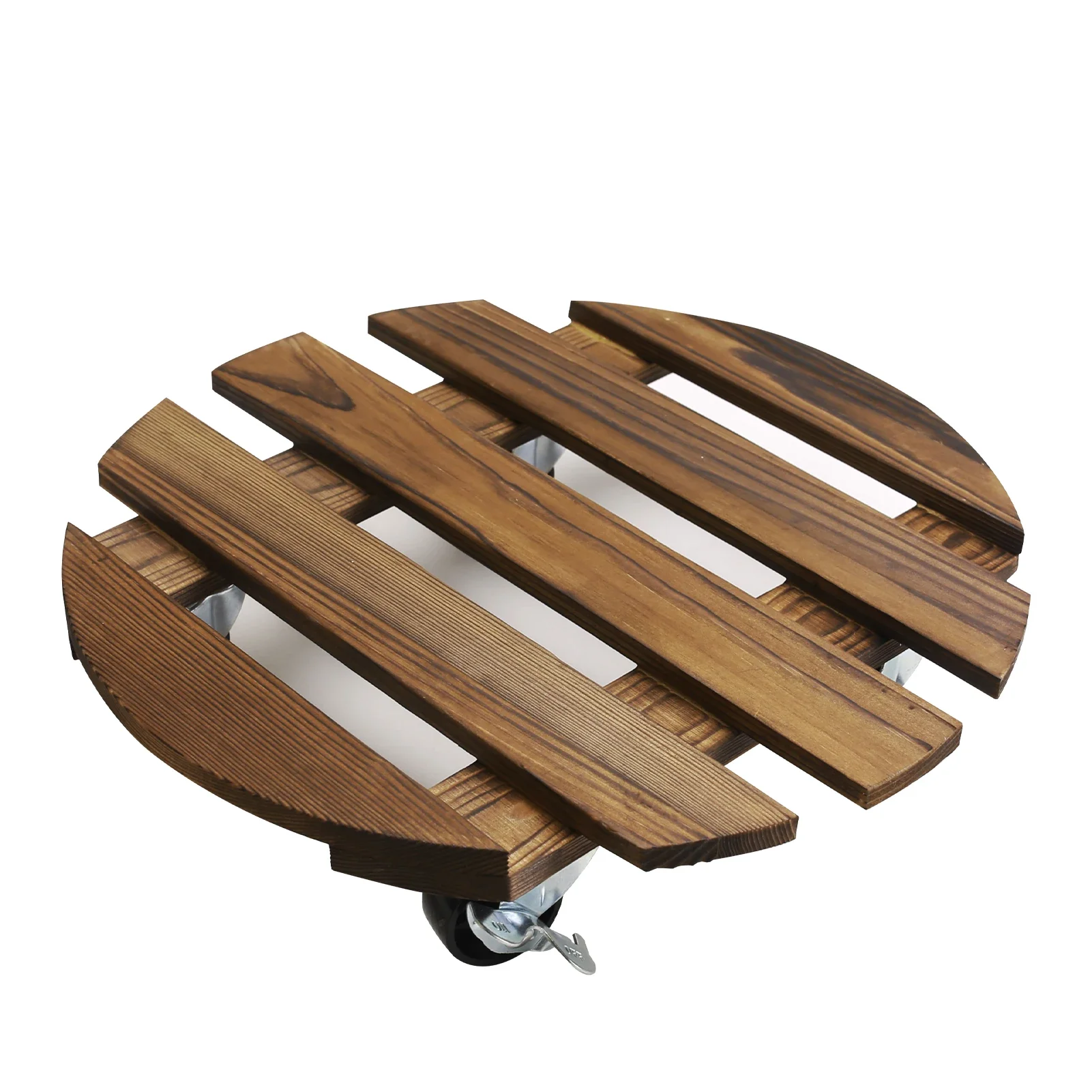 Eleve su espacio al aire libre con esta elegante plataforma de madera con listones resistentes y ruedas lisas para un movimiento sin esfuerzo