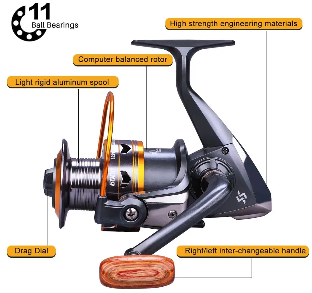 Sougayilang-carrete de pesca giratorio DK1000-DK6000, 11 BB, rentable, 12KG, potencia de arrastre máxima, equipo de aparejos de pesca - imagen 5
