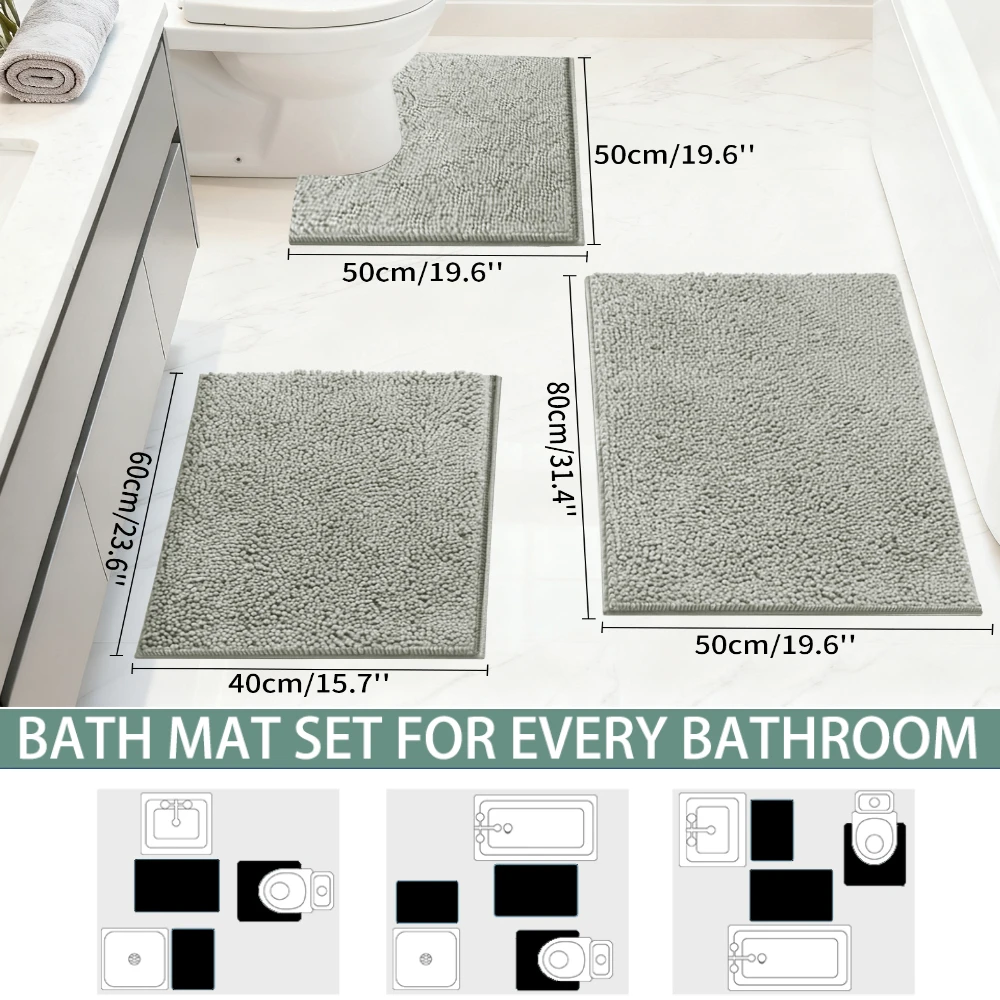 Alfombras de baño antideslizantes de chenilla lavable - imagen 3