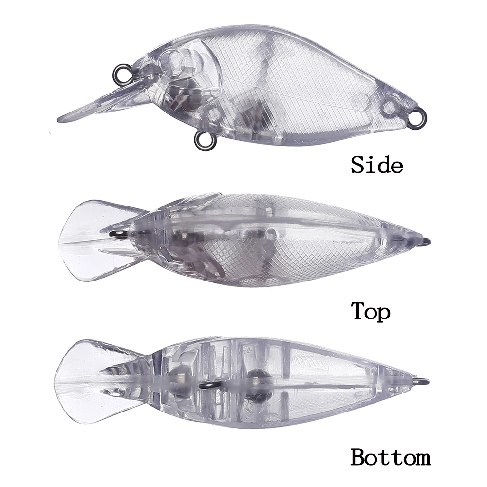Chan'sHuang-Cebo en blanco sin pintar, cebo flotante de buceo, sonajeros Crankbait, transparente, hecho a mano, 65mm, 7,2g, DIY, 20 piezas - imagen 3