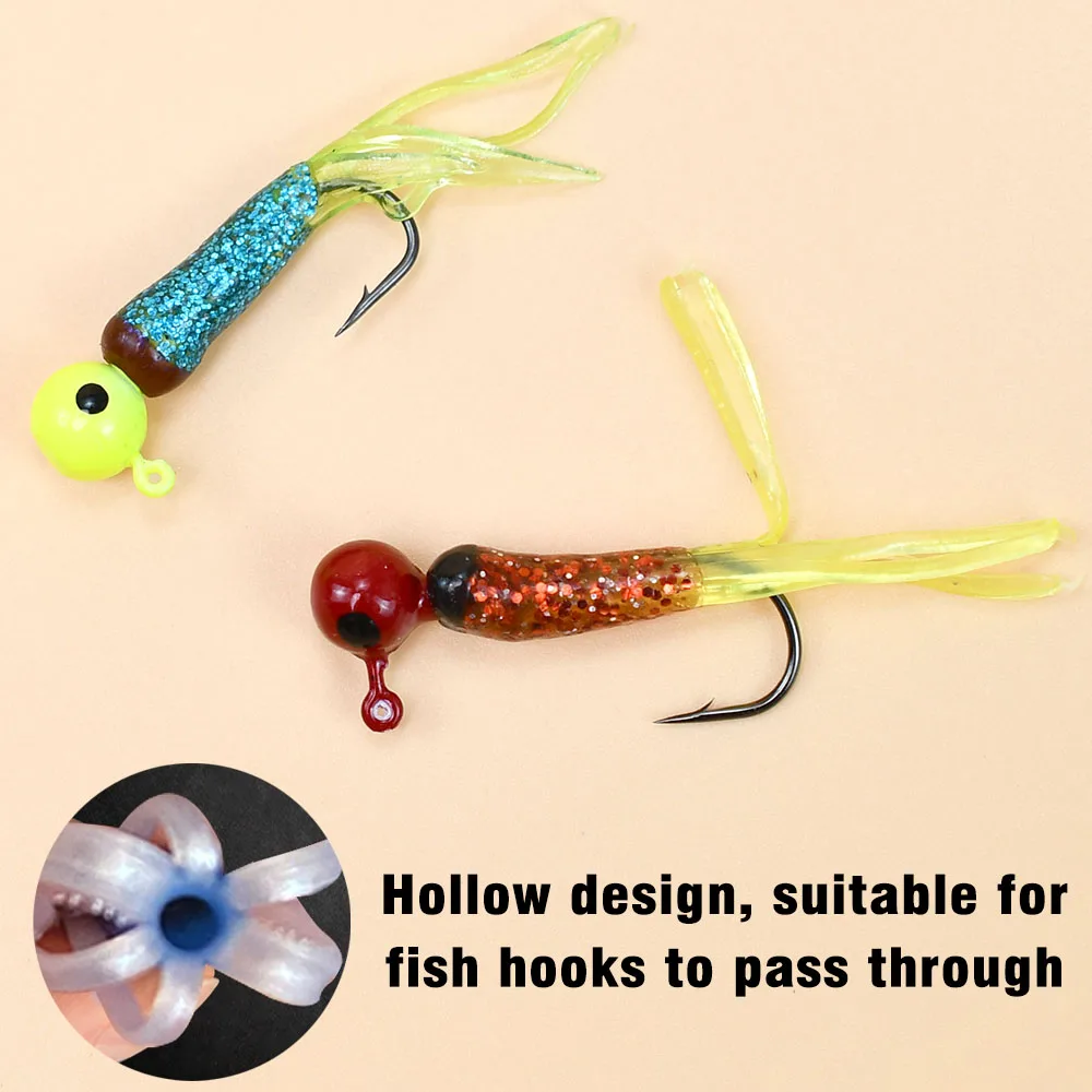 18 Uds Mini falda de silicona cebo pulpo Artificial tubo hueco gusanos gusano señuelo suave tipo tipo de pez faldas de tubo para pesca en Río - imagen 5
