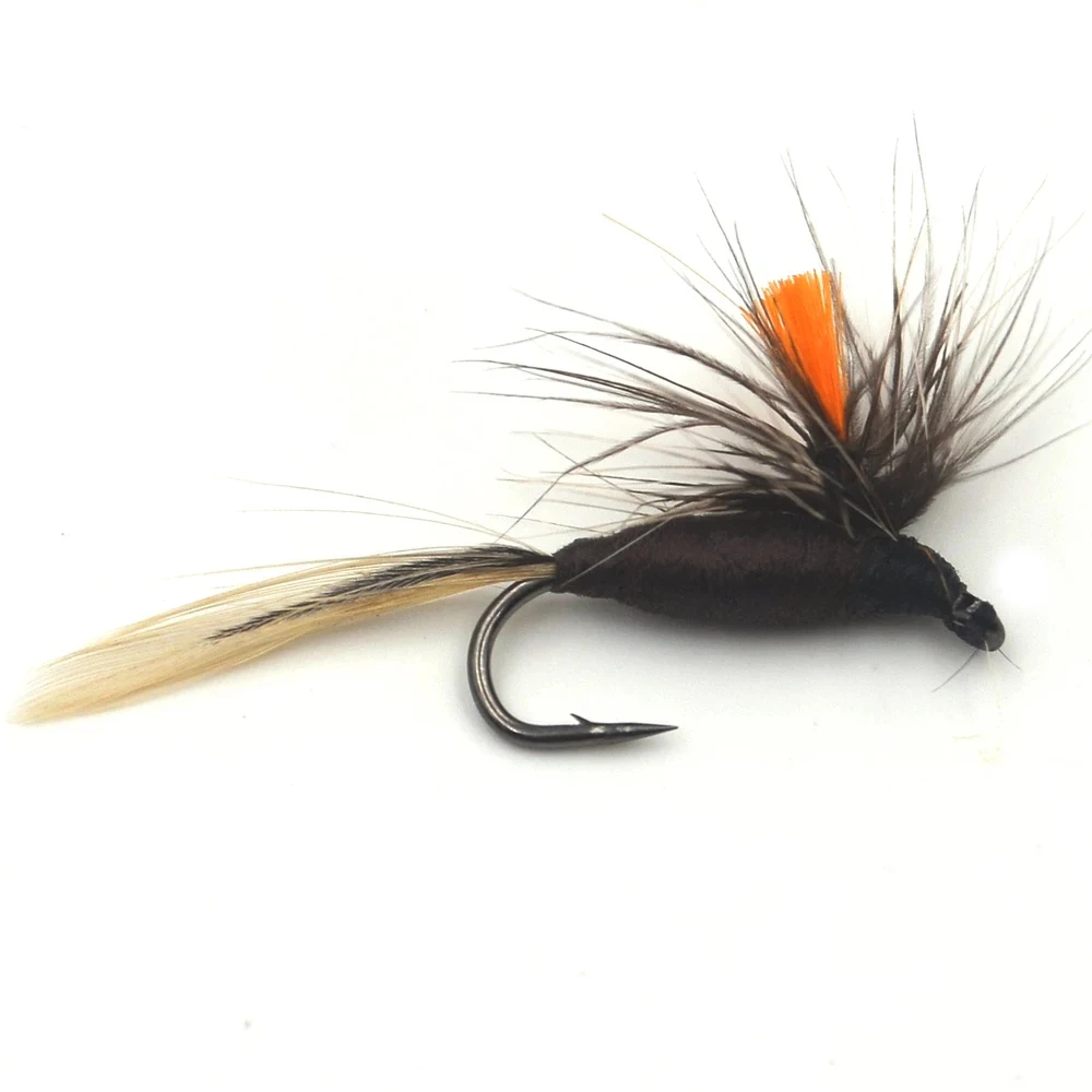 MNFT 10 piezas 10 # naranja gris Caddis pesca mosca trucha clásica Mosquito puede moscas secas - imagen 5