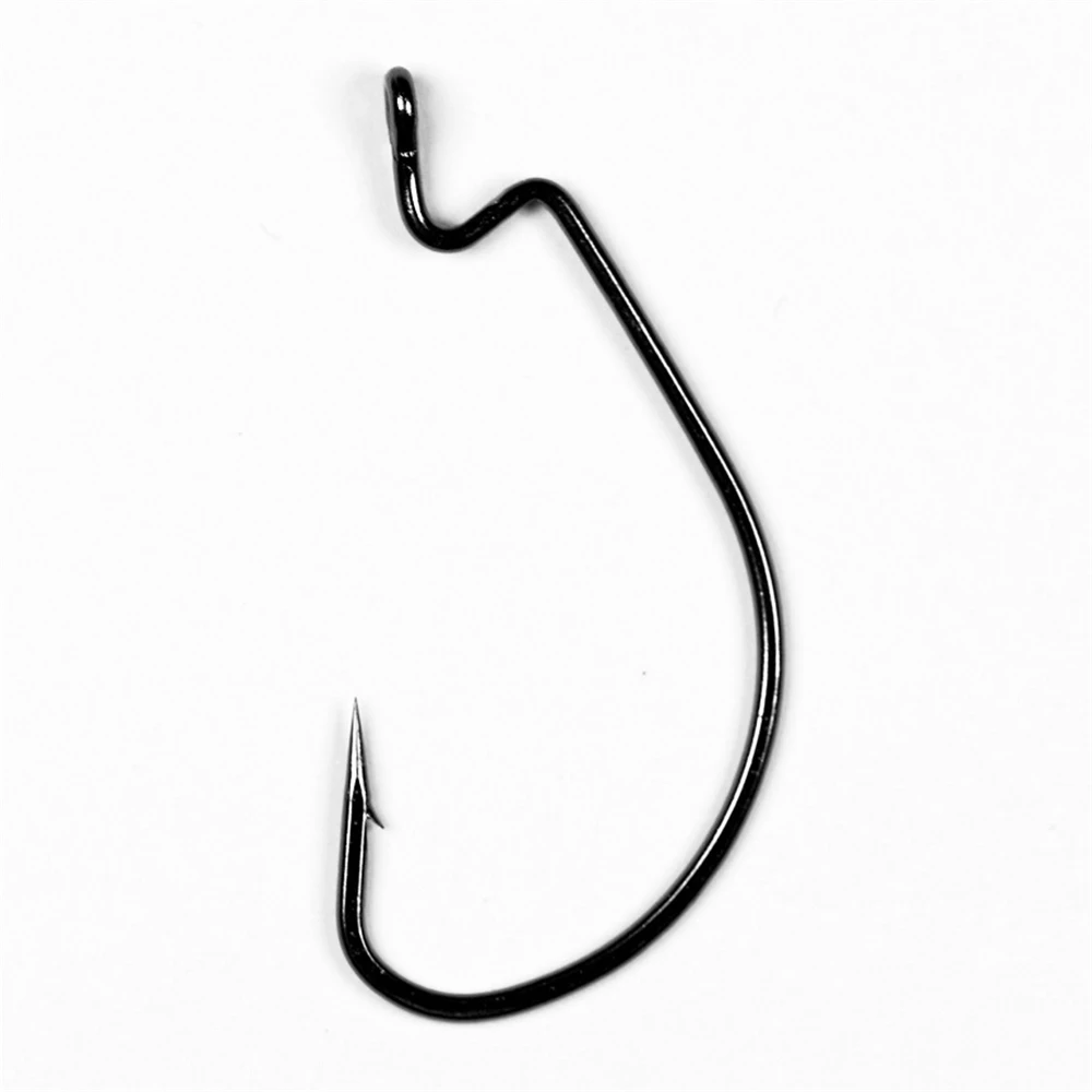 500 Uds. Ganchos de manivela de gusano fortalecen el vientre ancho anzuelo de cabeza de plantilla de acero rico en carbono anzuelo de lubina señuelo cebo accesorios de Pesca - imagen 2