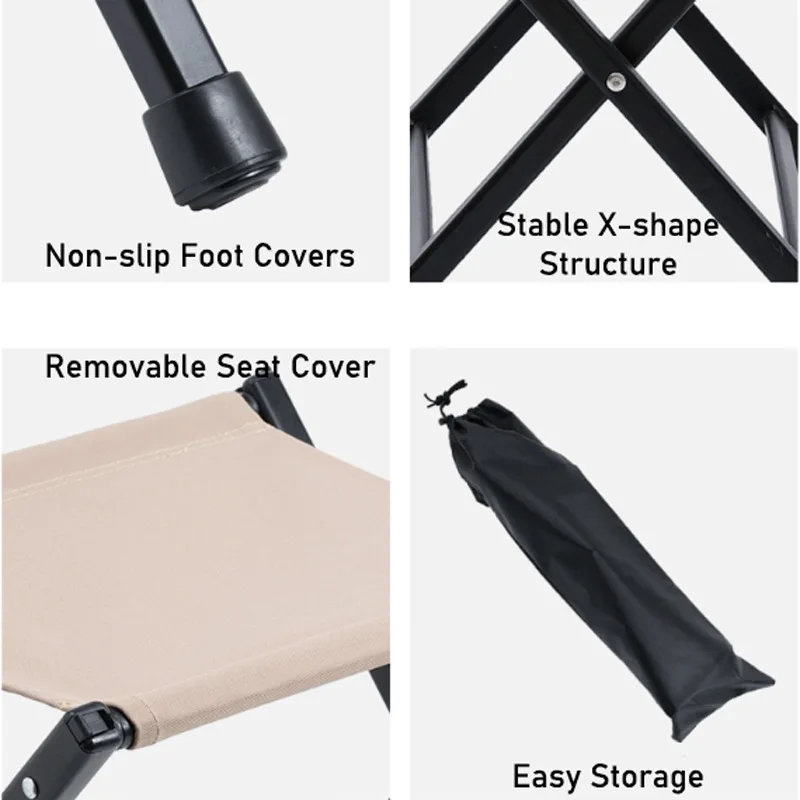 Taburete de pesca para acampar, silla plegable portátil pequeña, ultraligera para pesca al aire libre, Camping y viajes - imagen 4