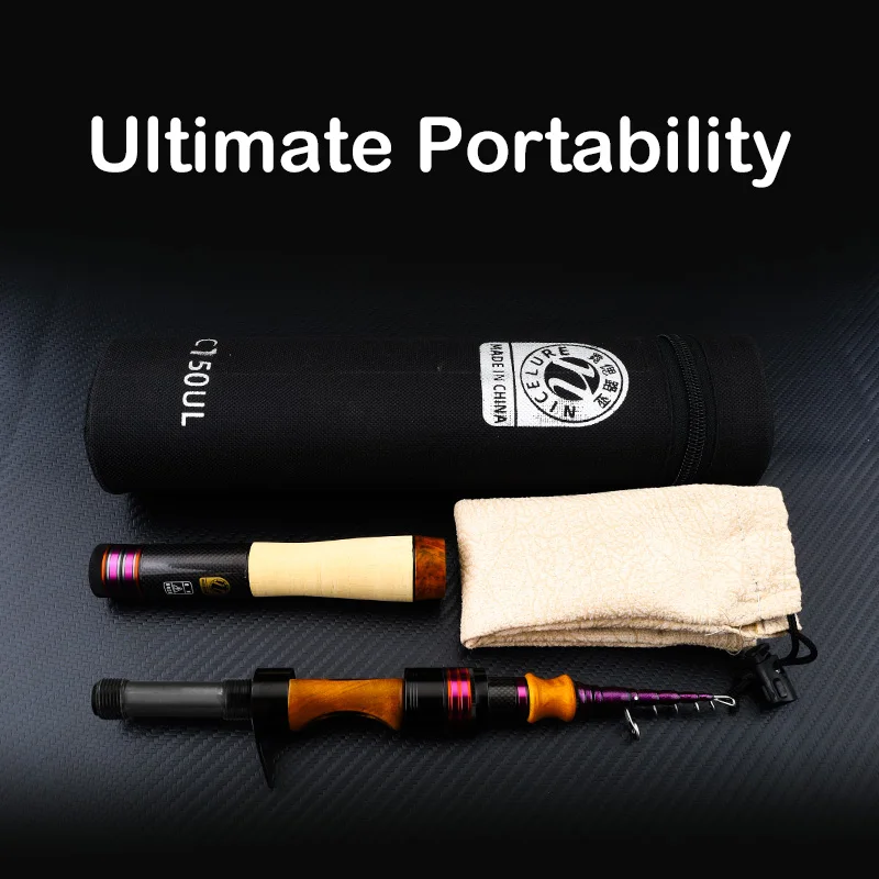 PURELURE-caña telescópica XUL BFS de 1,50 m, accesorio de viaje de 5 pies, giratoria, fundición de carbono, Punta sólida, pequeña, percha de cebo - imagen 4