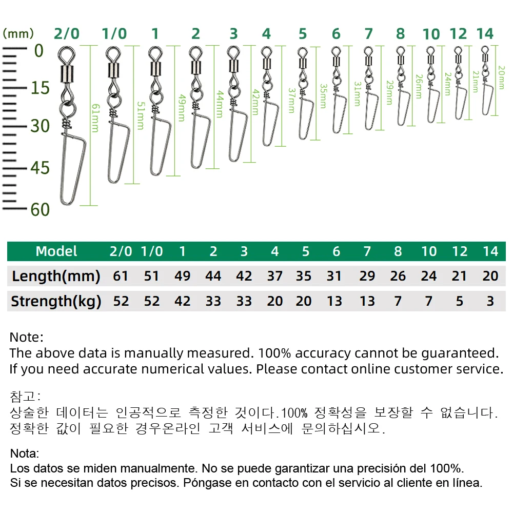 DNDYUJU 10-30X rodamiento giratorio de pesca anillo sólido enclavamiento Snap para anzuelo señuelo conector de pesca accesorios de aparejos - imagen 2