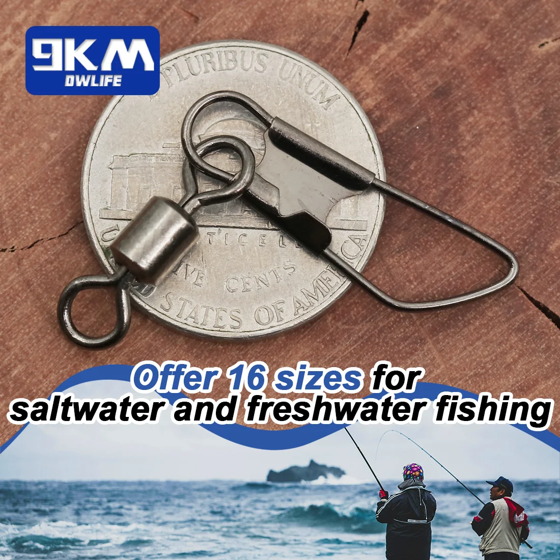 Giratorio de pesca con broche de seguridad, conector de señuelo de pesca de agua salada, Clips de agua dulce de alta resistencia, aparejos - imagen 5