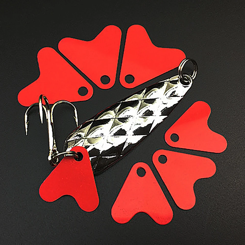 80 Uds. Cuchara de Pesca para trucha, señuelo de lentejuelas, plástico, forma de corazón rojo, Spinners, accesorio, anzuelo de cebo, lentejuelas para atraer peces, Pesca - imagen 2