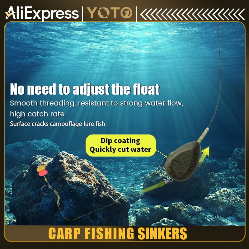 YOTO Plomos para carpa con diseño agrietado y mejor ocultación