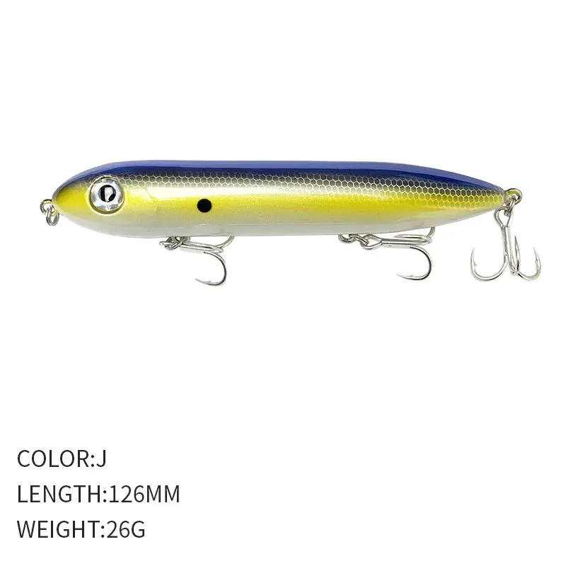 Testar-señuelo tipo lápiz Topwater de 126mm/26g, cebo flotante para pesca en agua salada para lubina Barracuda, cebo de natación realista de fundición larga - imagen 3
