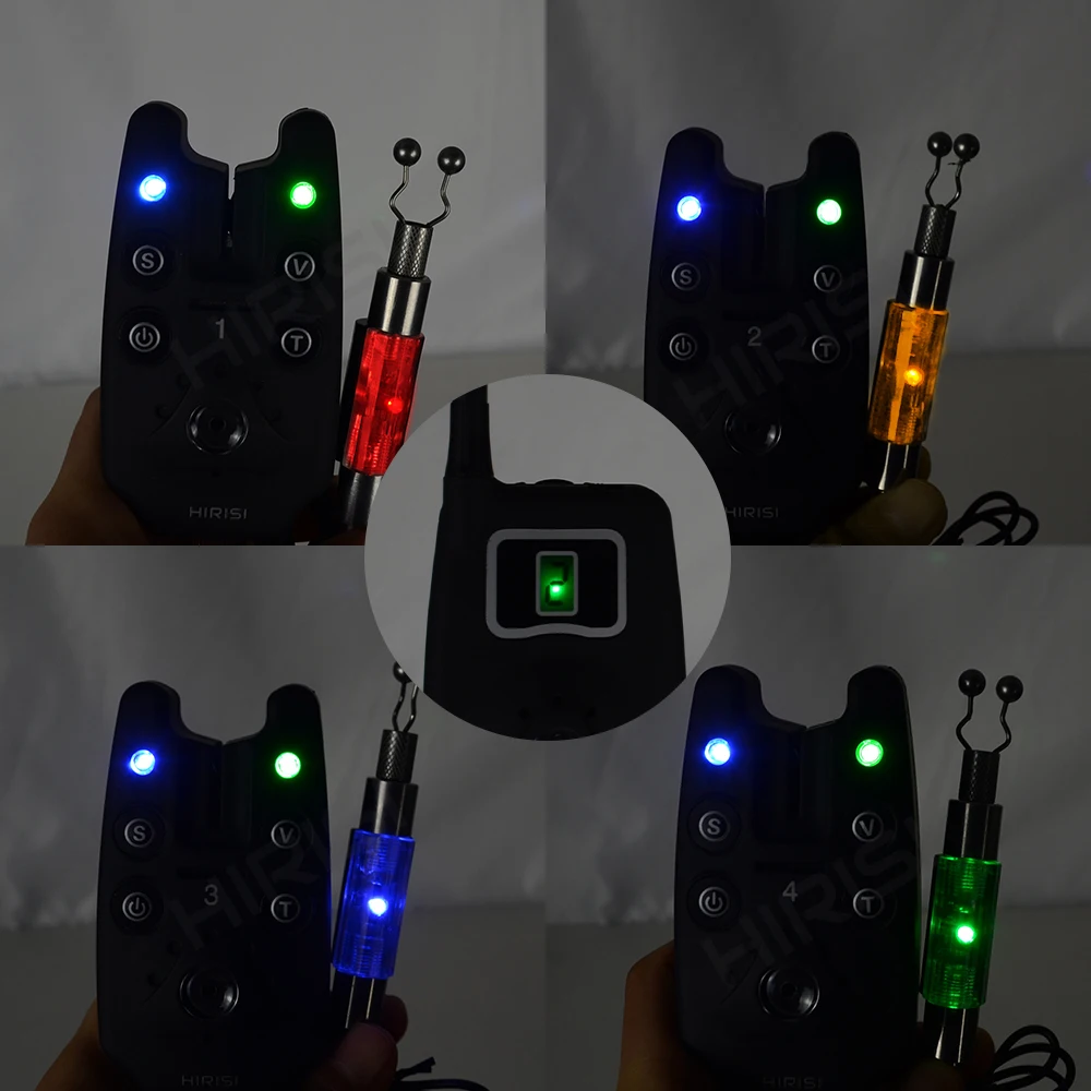 Alarma de picadura de pesca inalámbrica, 1 + 4 juegos con 4 Uds. Swinger iluminado en funda EVA para pesca de carpa B1203S - imagen 3