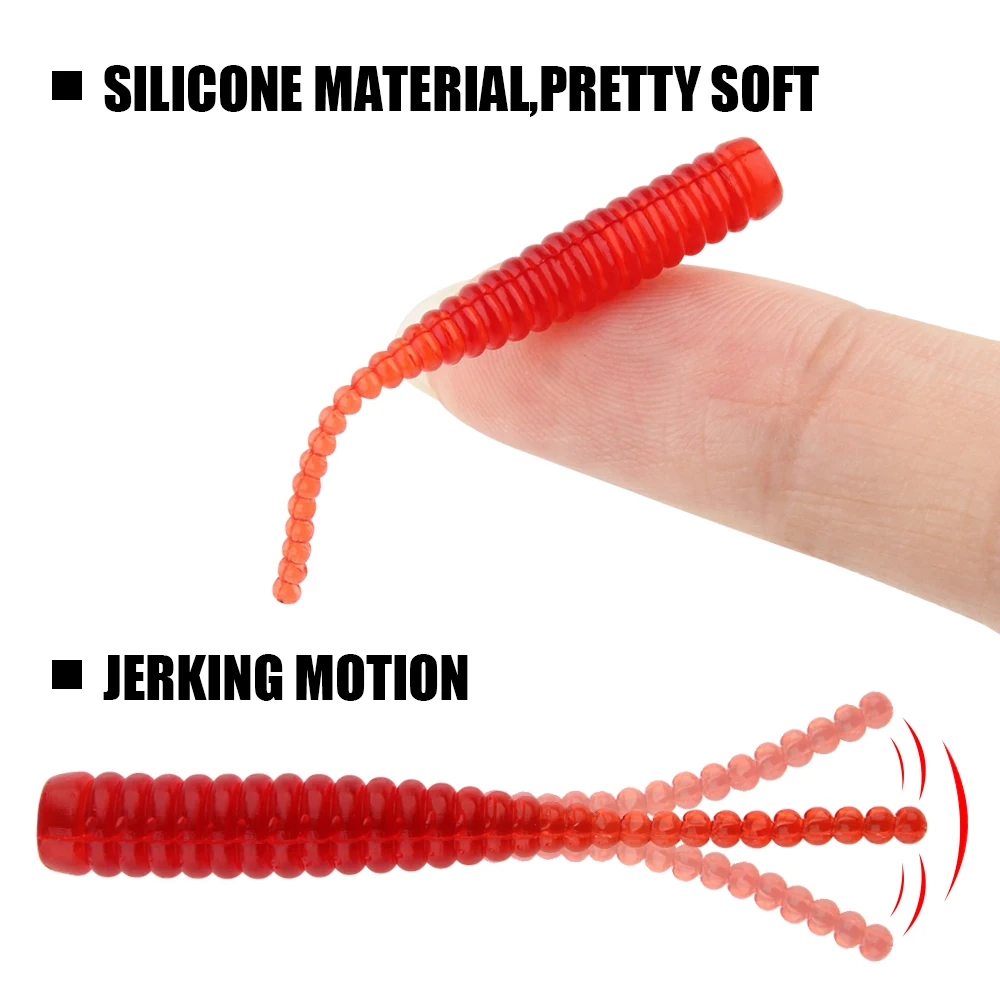 Spinpoler Mini Micro cola cebo suave señuelo de pesca gusano de silicona 4cm Ajing Jerking natación Minnow para lubina hielo roca pescado 100 Uds - imagen 4
