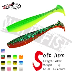 WALK FISH 20 piezas cebo de silicona con cola en T 40mm 0,5g señuelo suave sábalo Wobbler señuelo de pesca gusano de mar Swimbait Streamer señuelo de silicona