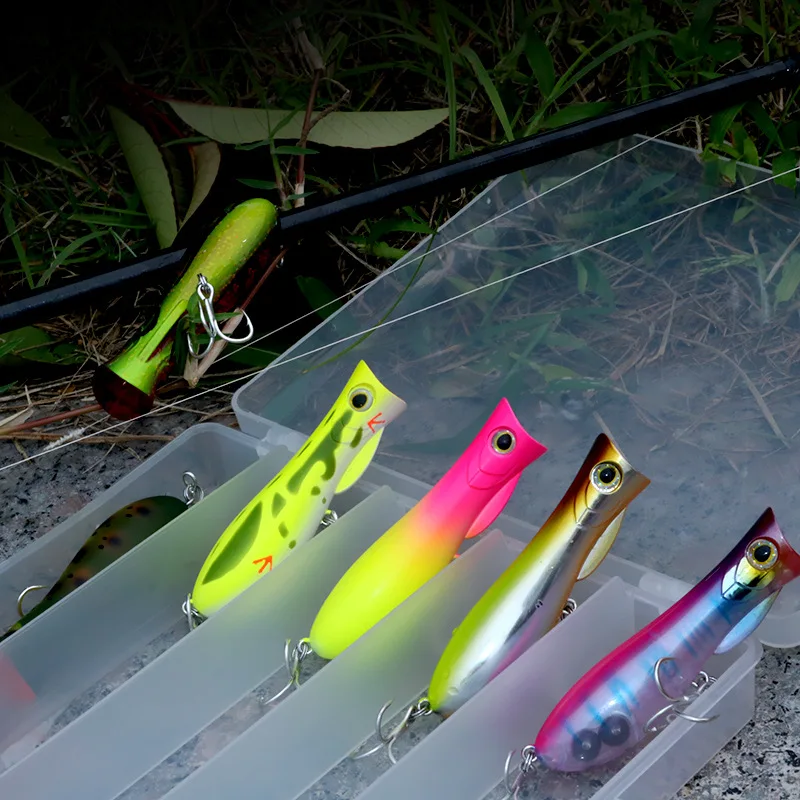 Topwater Popper Kunstaas 65mm 75mm Hard Stick Baits Lichtreflectie Wobblers Voor Zeebaars - imagen 2