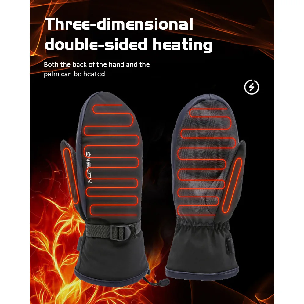 Guantes calefactables eléctricos para motocicleta, guantes calefactables de invierno para Moto, guantes térmicos cálidos impermeables y recargables para moto de nieve - imagen 5