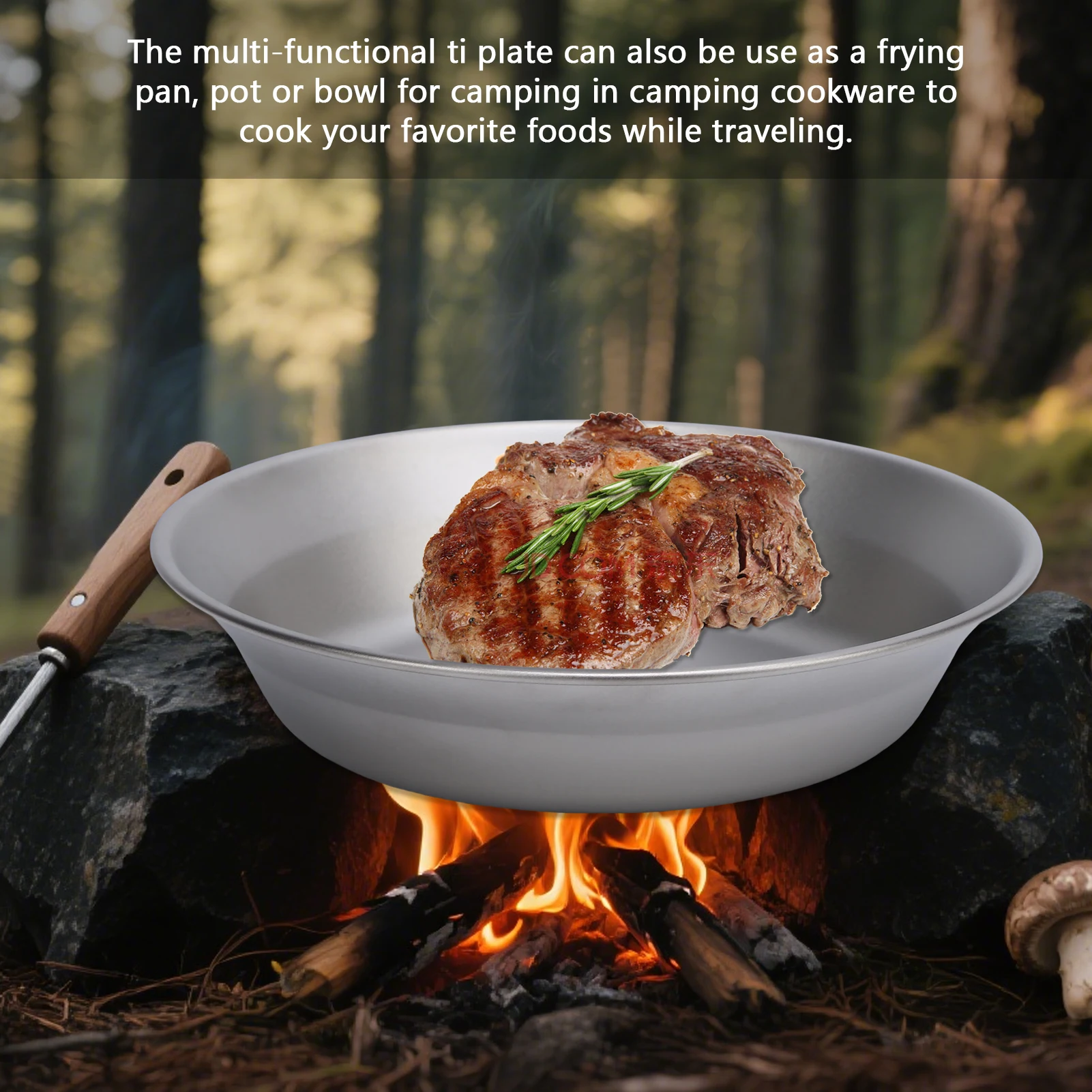 Plato Ti para exteriores, plato de Camping Ti puro de 500ml, plato Ti ligero, utensilios de cocina, plato para mochilero al aire libre para acampar, senderismo, cocina - imagen 4