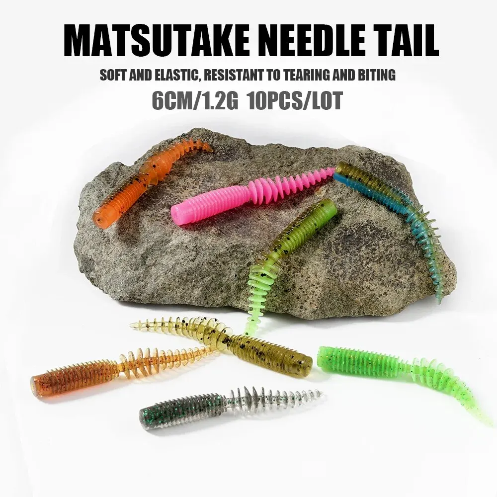 SUNMILE pesca cebo suave gusano 65mm/1,2g 10 unids/lote cebos artificiales pesca Wobblers Leurre Souple señuelo lubina perca trucha señuelos - imagen 2