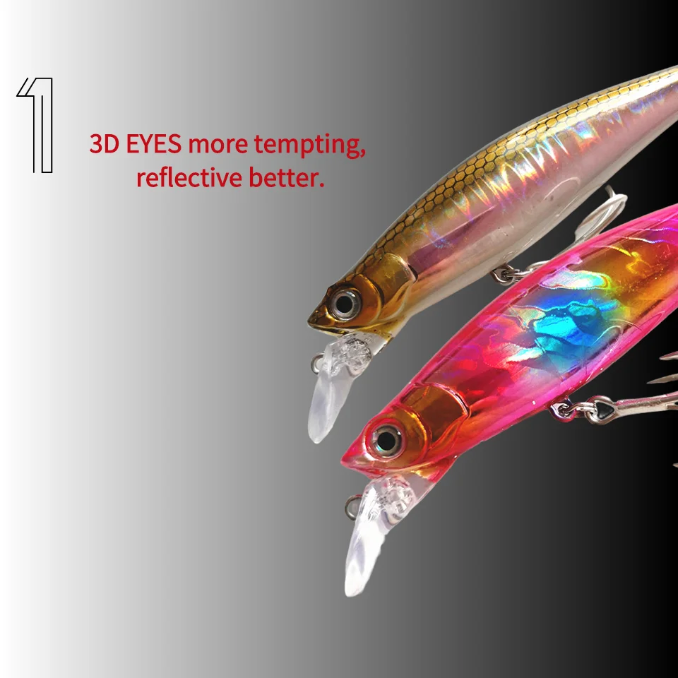 MUKUN-señuelo de Pesca Minnow, 33g, Swimbait, Crankbait, Plopper Whopper, lubina, Lucio duro, atún, pez de hielo, buceo profundo - imagen 4